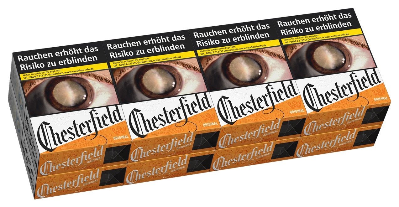 Chesterfield Original Red Zigaretten Stange – 8x30 Stück im 2XL-Format mit orangener Verpackung