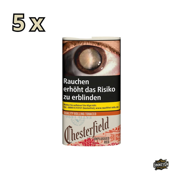 Chesterfield Unplugged Red – Drehtabak 5x30 g Pouches frontal dargestellt