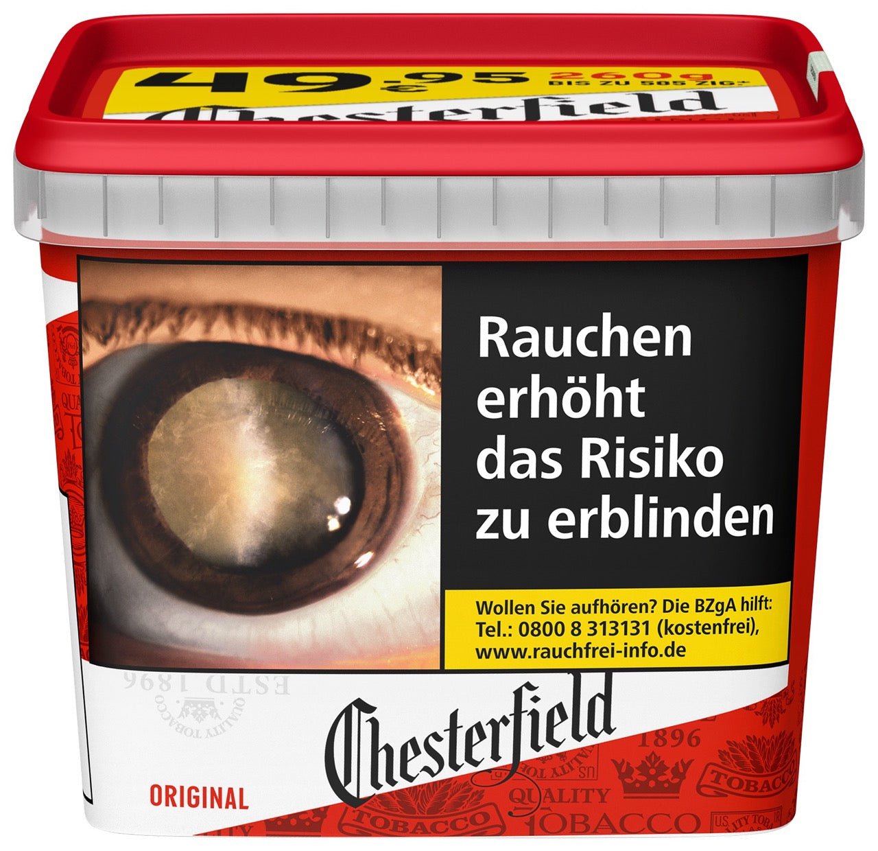 Chesterfield Red Volumentabak – 230g Giga Box frontal mit Markenlogo und Stopftabak-Angabe
