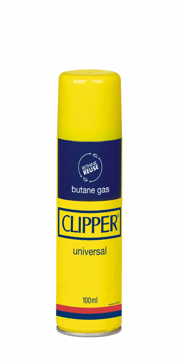 Clipper Butane Gas 100ml Flasche, Nachfüllgas für Clipper-Feuerzeuge, gelbe Dose