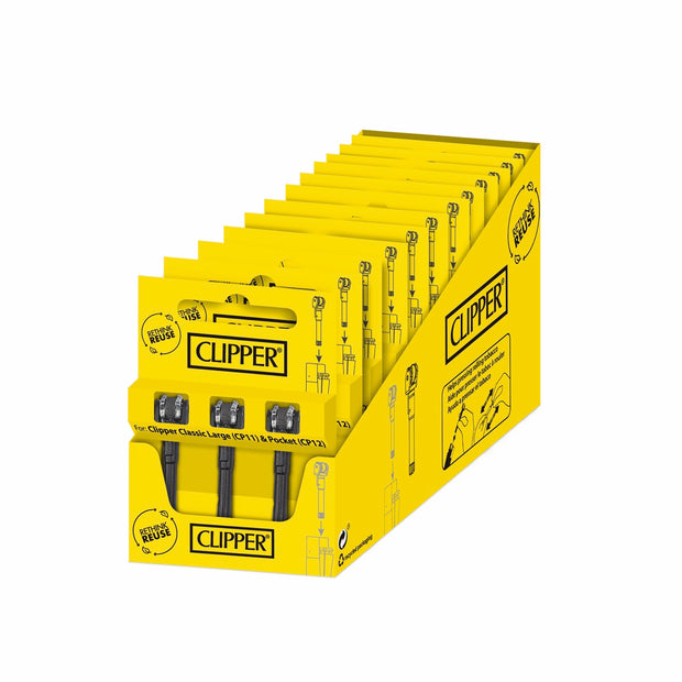Clipper Ersatz Flint System 12x3er Set, Sparpaket im Karton für Clipper Classic und Pocket Feuerzeuge, gelbe Box