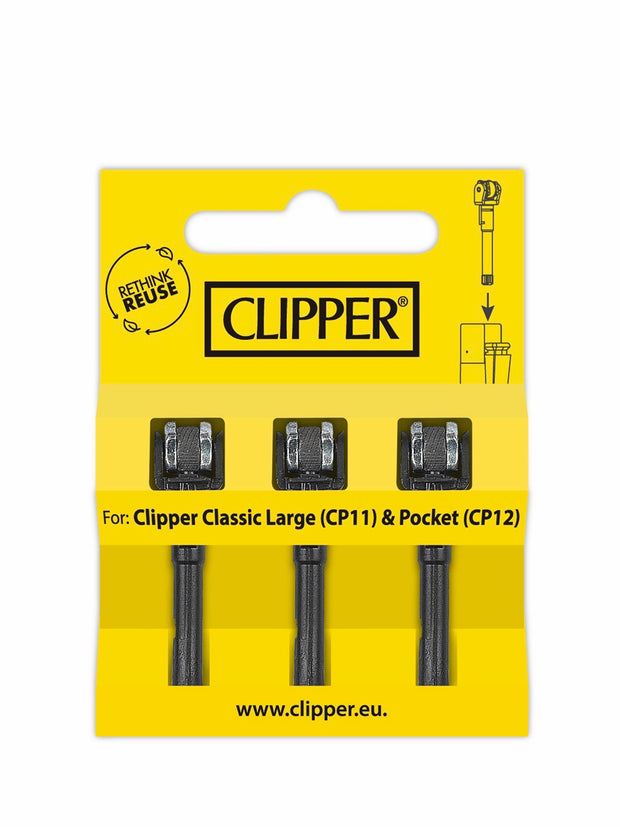 Clipper Ersatz Flint System 3er Set, Ersatz-Zündstifte für Clipper Classic und Pocket Feuerzeuge, gelbe Verpackung