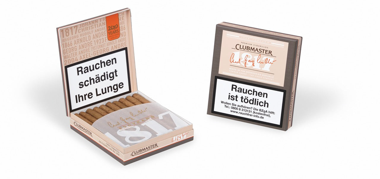 Geöffnete Packung Clubmaster 1817 Premium Cigarillo mit edlen Zigarillos