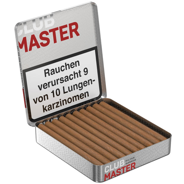 Geöffnete Clubmaster 230 Superior Red Filter Packung mit aromatischen Filterzigarillos