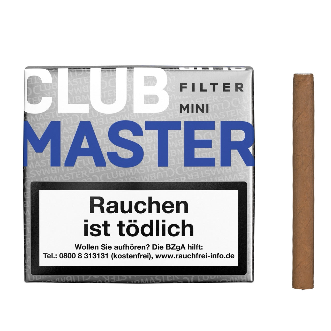 Clubmaster 282 Mini Blue Filter – geschlossene Packung und Filterzigarillo