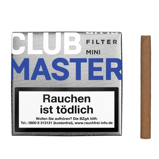 Clubmaster 282 Mini Blue Filter – geschlossene Packung und Filterzigarillo