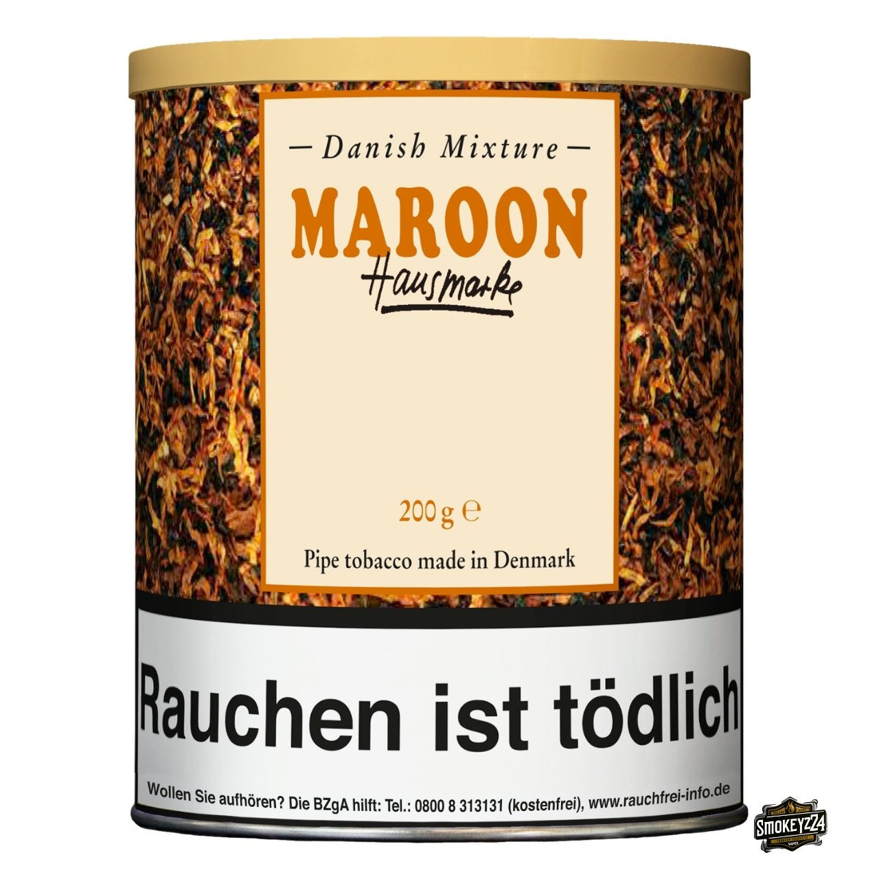 Danish Mixture Maroon Hausmarke Pfeifentabak 200g Dose mit mildem Danish Blend und Nougat-Schoko-Aroma