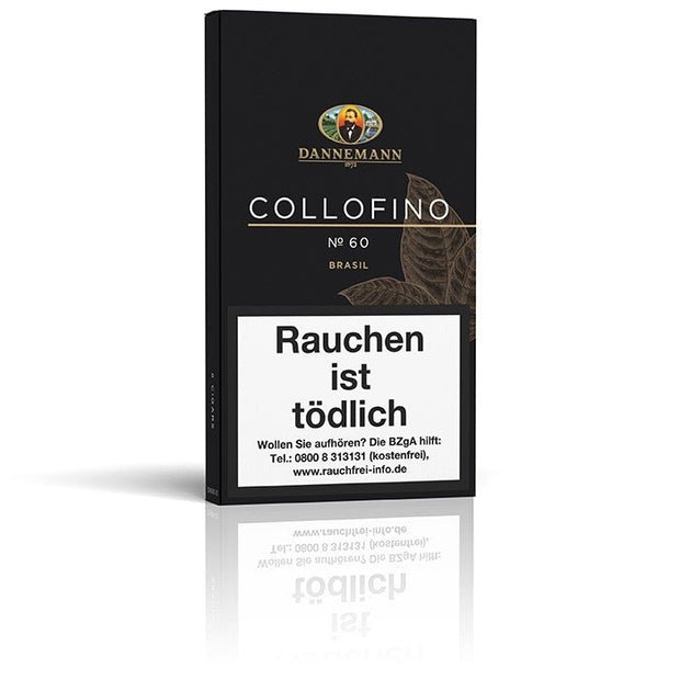 Seitliche Packungsansicht der Dannemann Collofino No 60 Brasil Zigarren mit 5 kräftigen Panatella-Zigarren