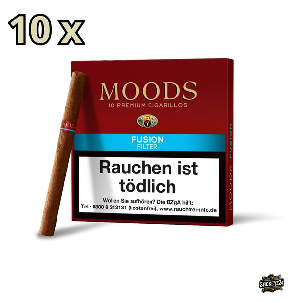 MOODS Fusion Filter Cigarillos 10er Packung mit einzelnem Zigarillo