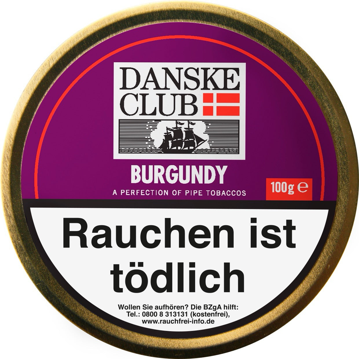 Danske Club Burgundy Pfeifentabak 100g Dose – Mischung aus Virginia, Burley & Cavendish, fruchtiges Waldbeer-, Vanille- & Karamell-Aroma