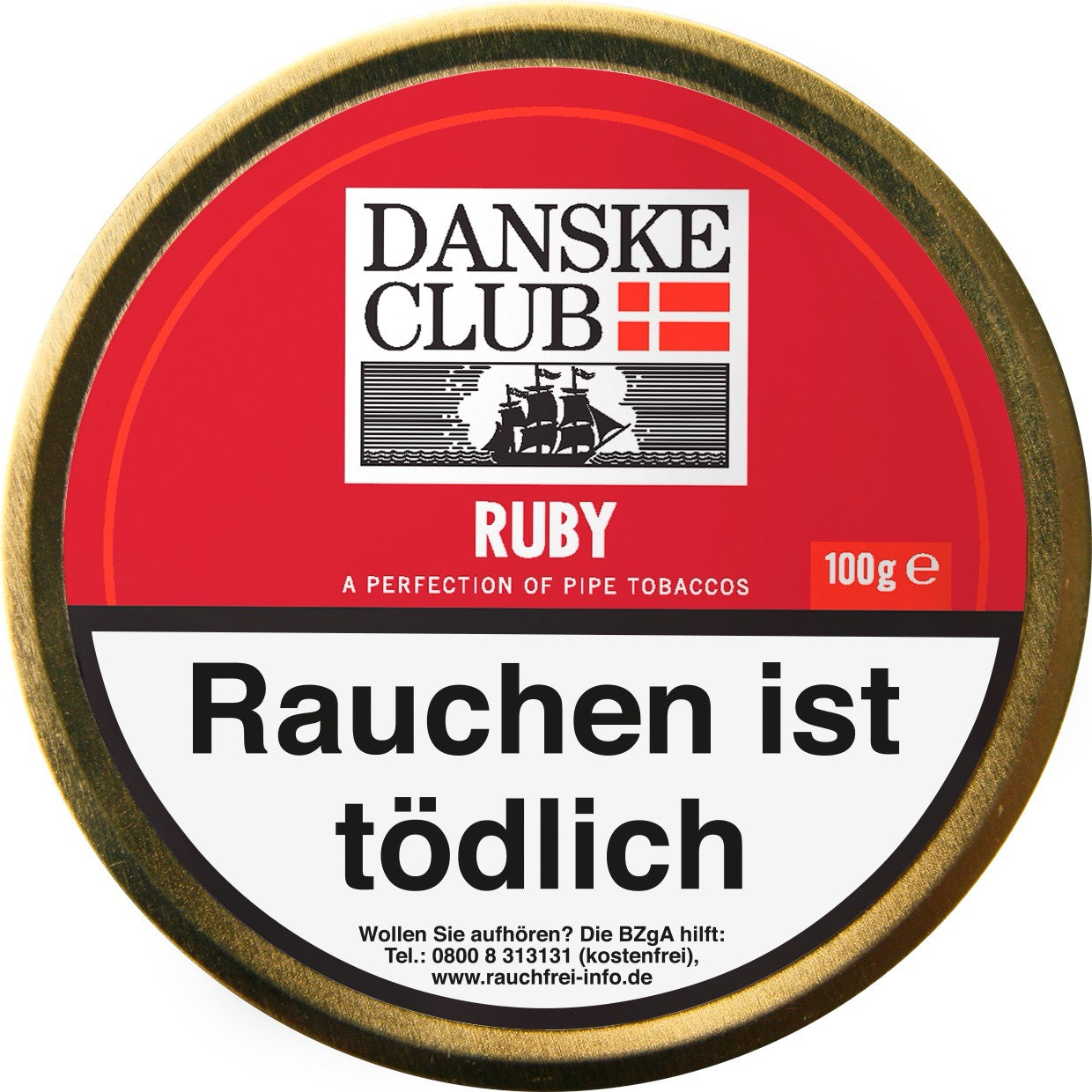 Danske Club Ruby Pfeifentabak – 100g Dose, fruchtige Mischung aus Burley, Virginia & Black Cavendish, Kirscharoma, Vorratsdose abgebildet