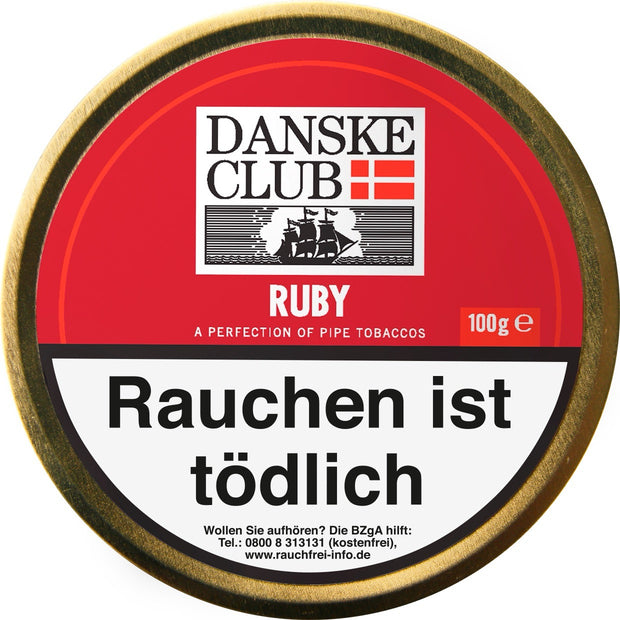 Danske Club Ruby Pfeifentabak – 100g Dose, fruchtige Mischung aus Burley, Virginia & Black Cavendish, Kirscharoma, Vorratsdose abgebildet