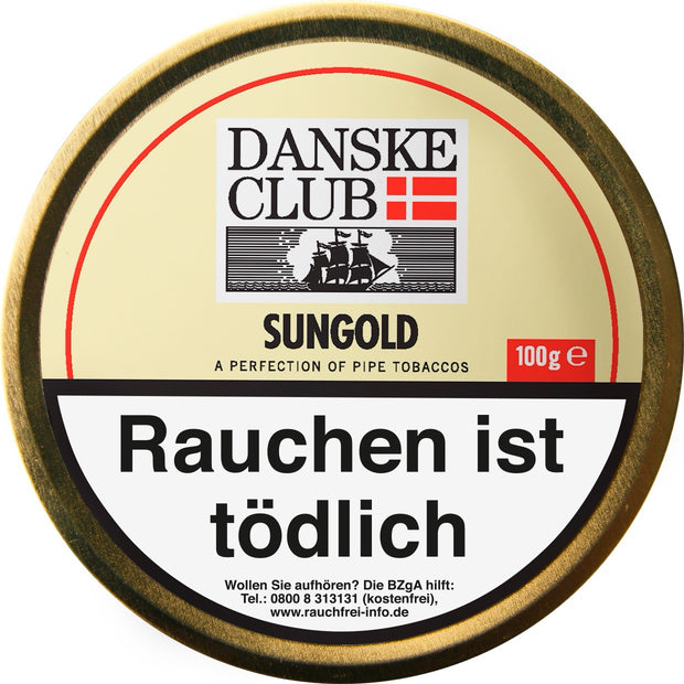 Danske Club Sungold Pfeifentabak – 100g Dose, Mischung aus Virginia, Burley & Orient, intensiv-vanillig, Vorratsdose abgebildet