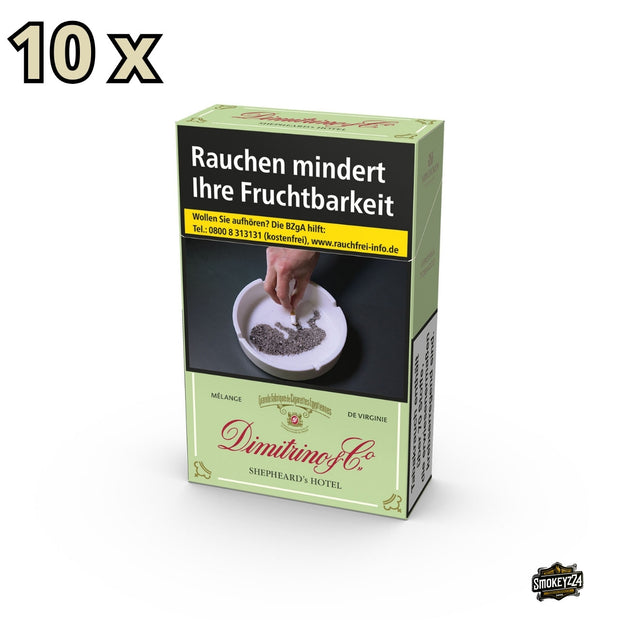DIMITRINO Shepheard’s Hotel Zigaretten – edle grüne Verpackung, Stange mit 10x20 Filterzigaretten, ohne Zusatzstoffe, hergestellt in Deutschland