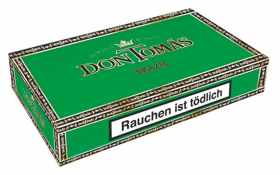 Don Tomas Brazil Rothschild Zigarren 25er Kiste – hochwertige handgerollte Zigarren mit brasilianischem Arapiraca Deckblatt, edle Verpackung frontal