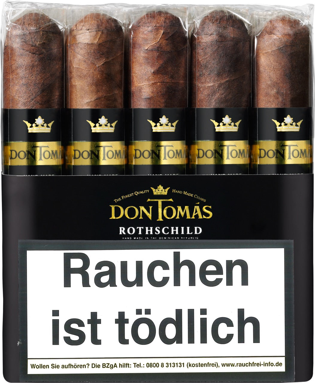 Don Tomas Dominican Rothschild Zigarren 10er Bundle – handgerollte Zigarren, dunkles Ecuador Deckblatt, Rothschild-Format, Verpackung frontal abgebildet