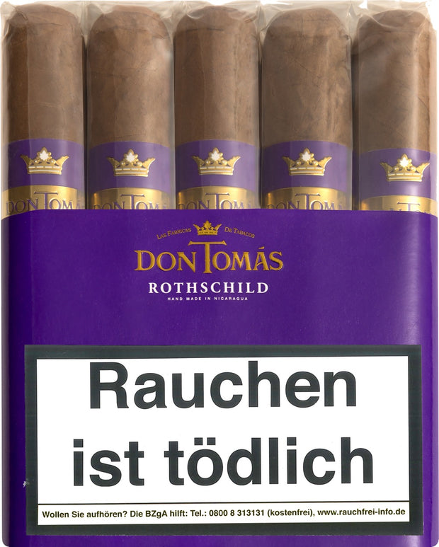 Don Tomas Nicaragua Rothschild Zigarren 10er Bundle, purpurfarbene Verpackung, handgerollte Zigarren aus Nicaragua, frontal abgebildet