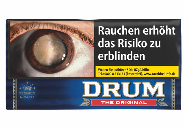 Drum Original Drehtabak 30g Pouch mit schwarzem Design auf weißem Hintergrund