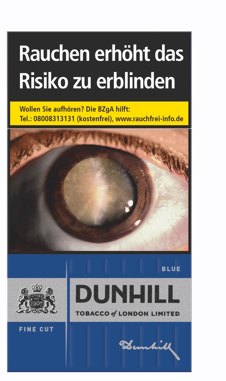 Dunhill Fine Cut Blue Packung von vorne – Elegantes Design, reiner Tabakgeschmack & milder Rauchgenuss ohne künstliche Aromen
