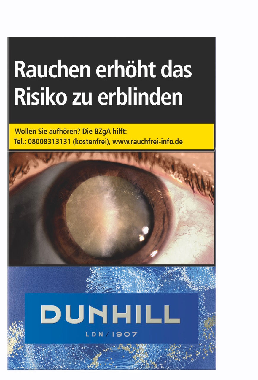 Dunhill Blue Zigarettenpackung von vorne – Elegantes Design & sanftes Aroma