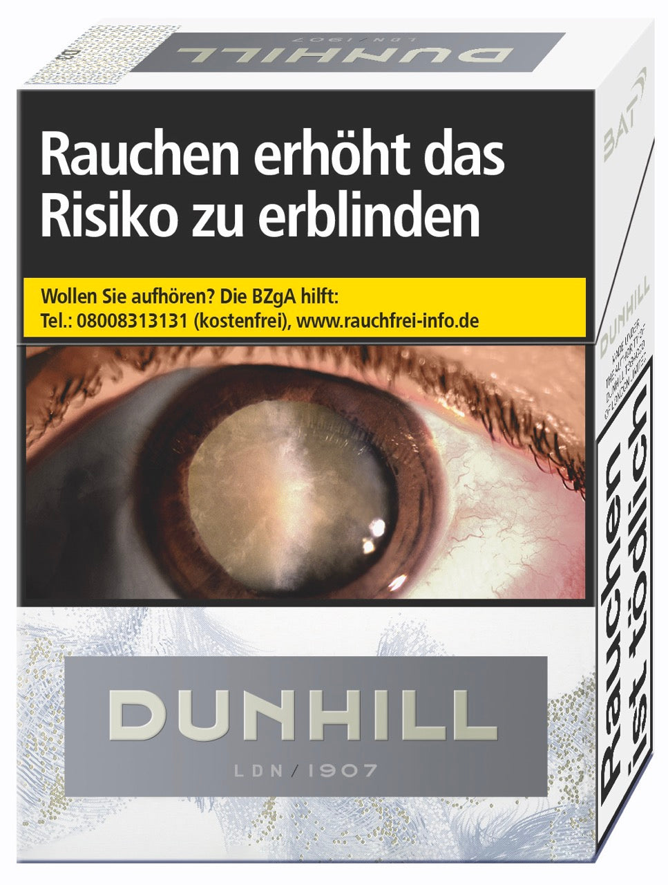 Dunhill KS White Zigaretten Giga - Schachtel seitlich fotografiert