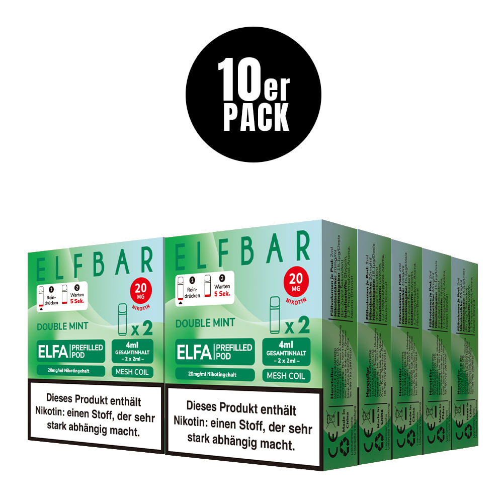 Elfbar ELFA Double Mint 20mg – 10x Sparpaket mit zehn 2er-Packs