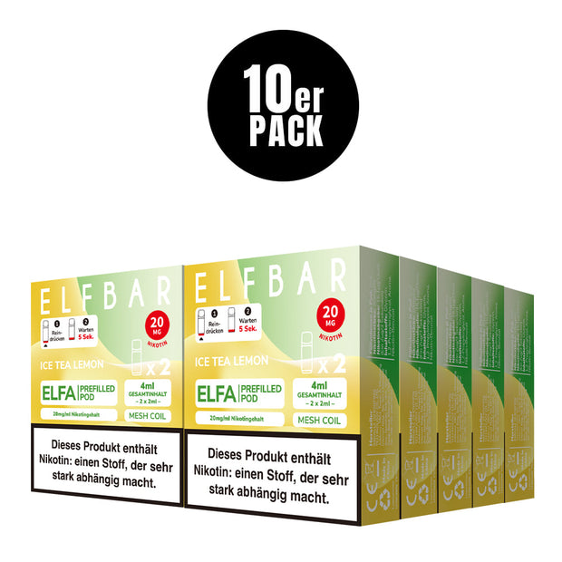 Elfbar ELFA Ice Tea Lemon 20mg – 10x Sparpaket mit zehn 2er-Packs