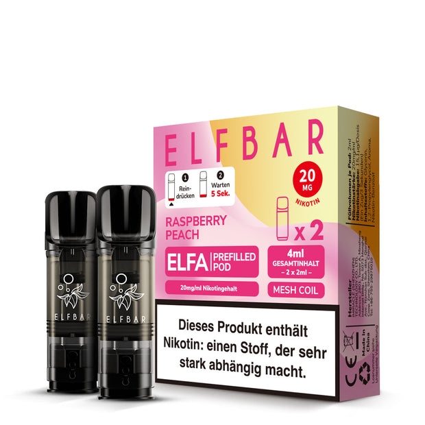 Elfbar ELFA Raspberry Peach 20mg – 2er-Pack mit Verpackung
