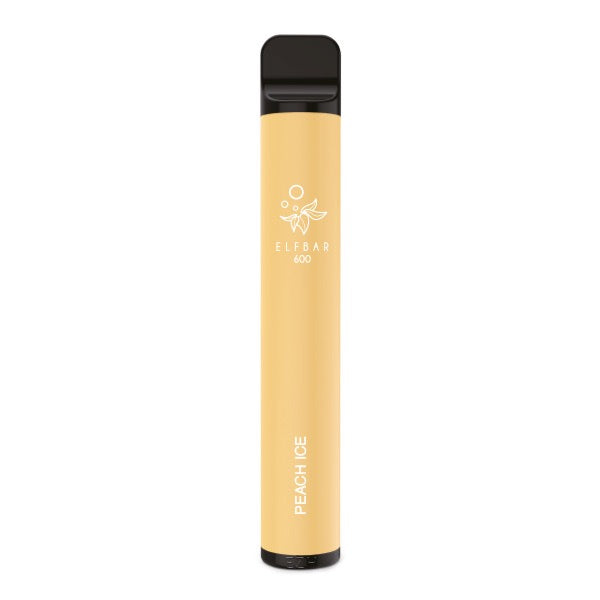 Elfbar V1 600 Peach Ice 20mg – kompakte Einweg-Vape mit fruchtigem Pfirsich-Menthol-Aroma.