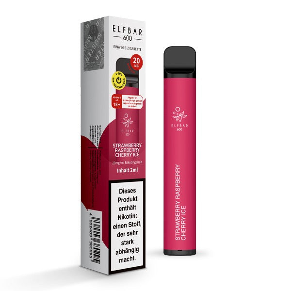 Elfbar V1 600 Strawberry Raspberry Cherry Ice 20mg – Einweg-Vape mit fruchtigem Erdbeer-Himbeer-Kirschgeschmack und Menthol