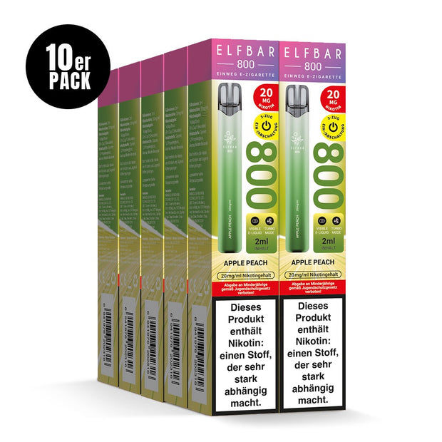 Elfbar 800 Apple Peach 20mg 10er Sparpaket mit zehn Packungen