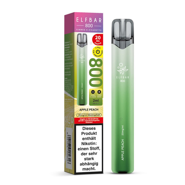 Elfbar 800 Apple Peach 20mg Einweg E-Zigarette mit Verpackung