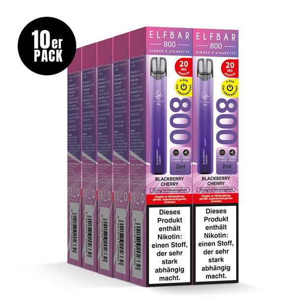 Elfbar 800 Blackberry Cherry 20mg 10er Sparpaket mit zehn Packungen