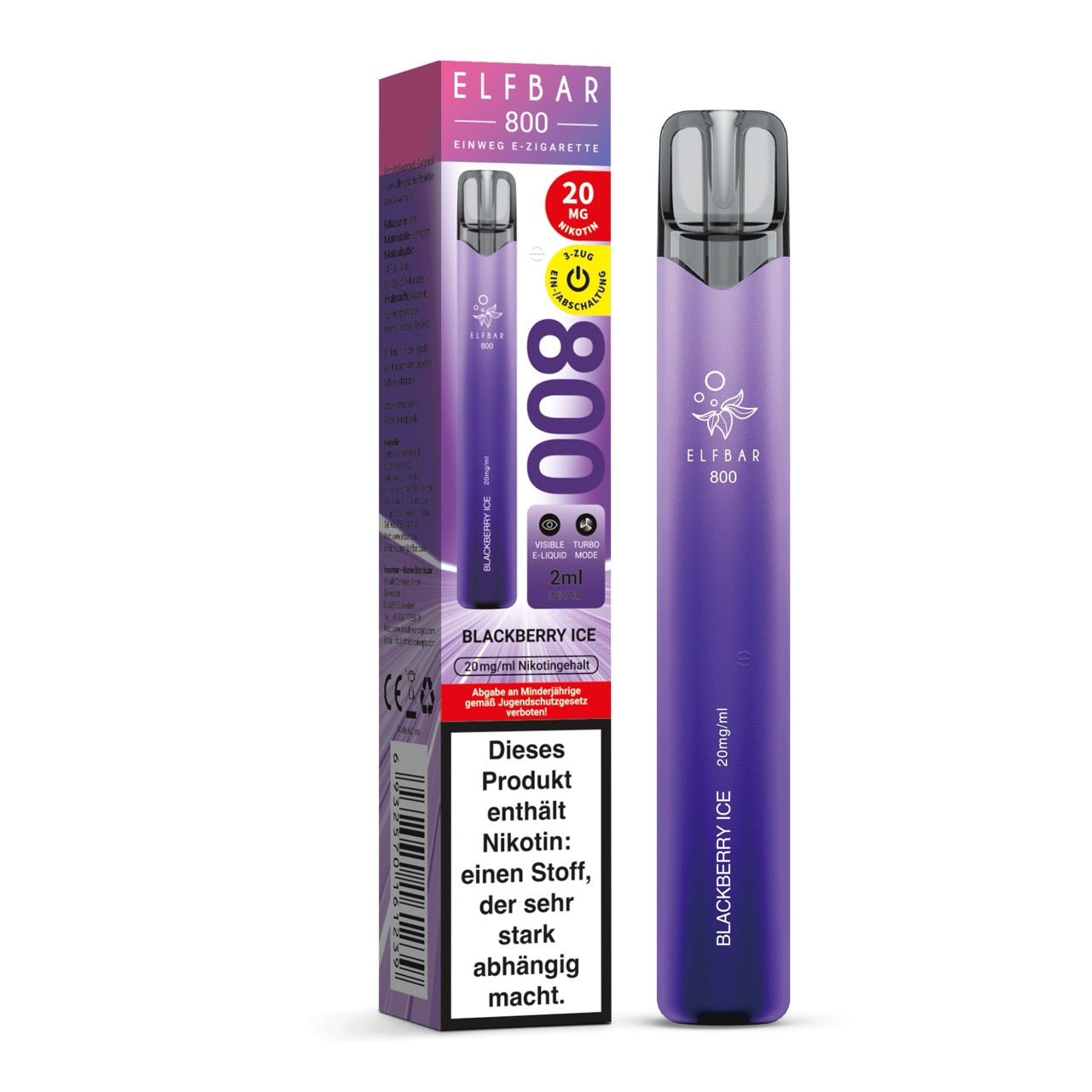 Elfbar 800 Blackberry Ice 20mg mit Verpackung, Einweg E-Zigarette Brombeere Ice, Smokeyz24.de