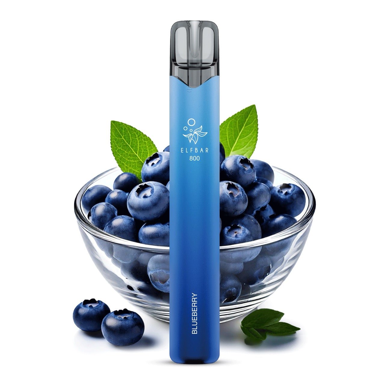 Elfbar 800 Blueberry 20mg vor Blaubeer-Hintergrund, fruchtige Einweg E-Zigarette, Smokeyz24.de