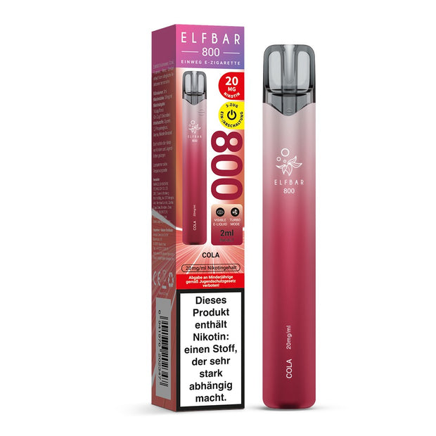 Elfbar 800 Cola 20mg Einweg E-Zigarette mit Verpackung
