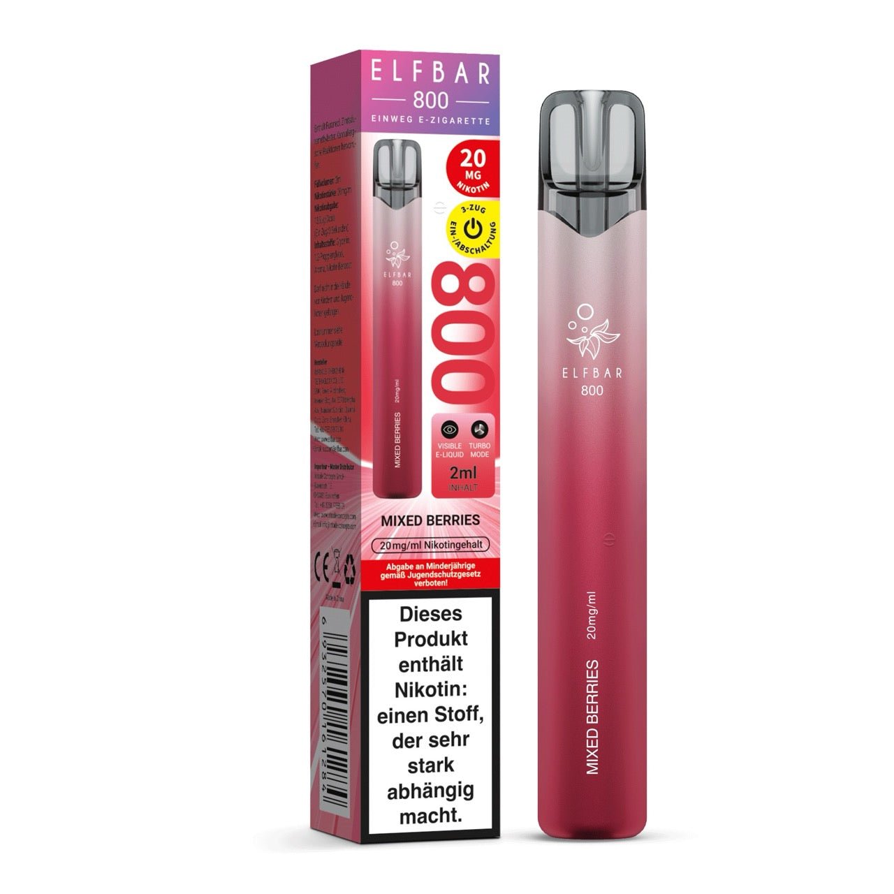 Elfbar 800 Mixed Berries 20mg mit Verpackung, Einweg E-Zigarette Beerenmischung, Smokeyz24.de