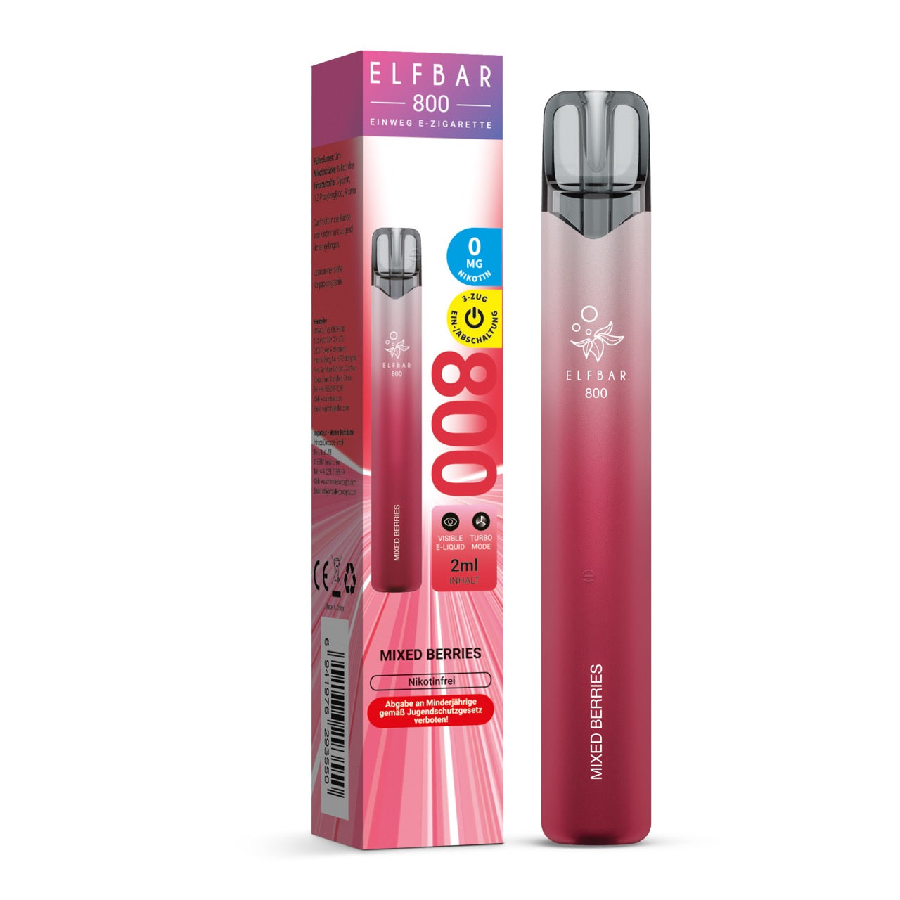 Elfbar 800 Mixed Berries Nikotinfrei Einweg E-Zigarette mit Verpackung