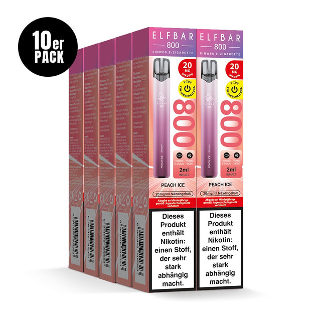 Elfbar 800 Peach Ice 20mg 10er Sparpaket mit zehn Packungen