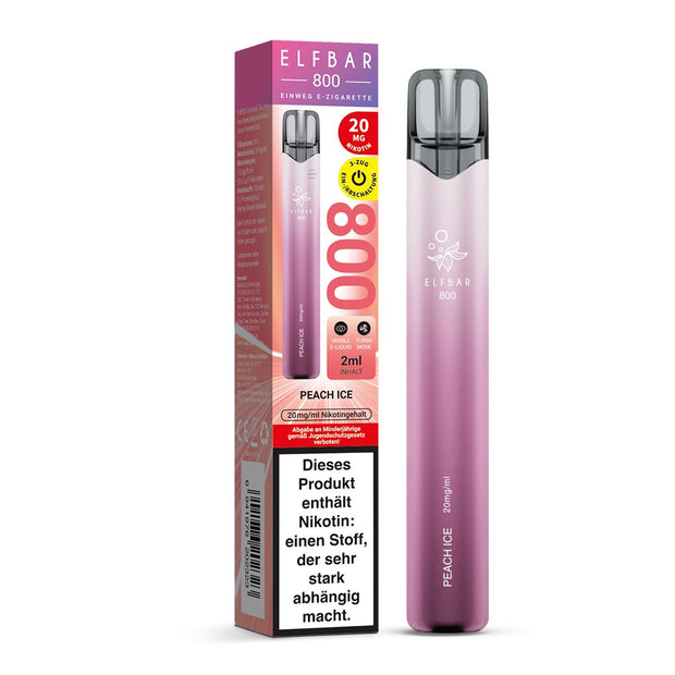 Elfbar 800 Peach Ice 20mg Einweg E-Zigarette mit Verpackung