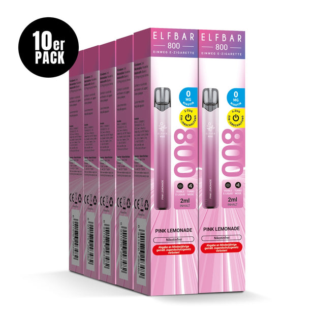 Elfbar 800 Pink Lemonade Nikotinfrei 10er Sparpaket mit zehn Packungen