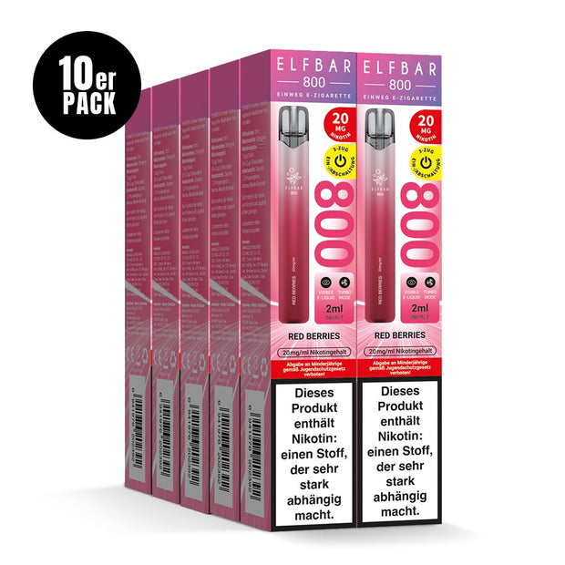 Elfbar 800 Red Berries 20mg 10er Sparpaket mit zehn Packungen