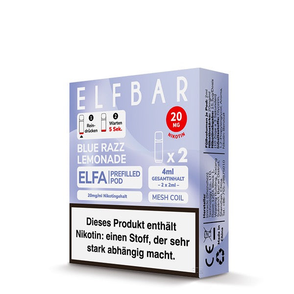Elfa Pods Blue Razz Lemonade 20mg – Süße Blaubeeren mit spritziger Zitronenlimonade Verpackung