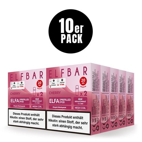 Elfbar ELFA Pods Cherry 20mg 10x Sparpaket, zehn 2er Packungen, Kirsche Pods für Elfa System, Smokeyz24.de