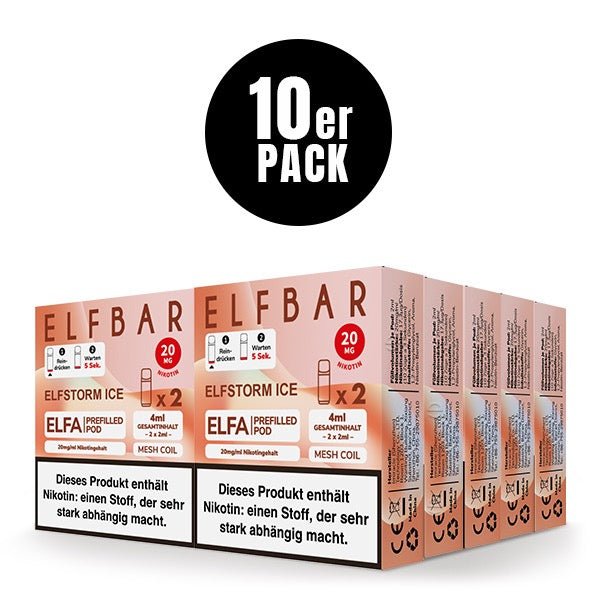 Elfbar ELFA Pods Elfstorm Elfergy 20mg 10x Sparpaket, zehn 2er Packungen, Energy-Drink Pods für Elfa System, Smokeyz24.de