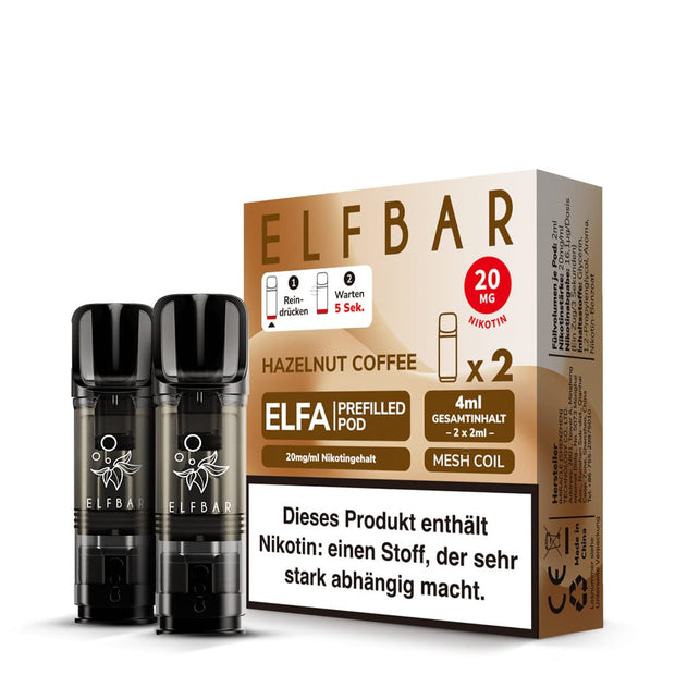 Elfbar ELFA Pods Hazelnut Coffee 20mg - Packung mit zwei vorbefüllten Pods