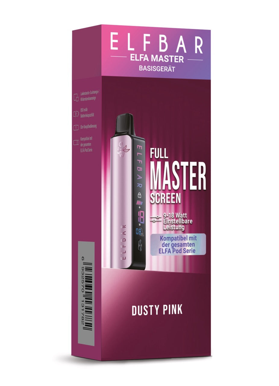 Elfbar Elfa Master Dusty Pink - Produktverpackung mit Full Master Screen Hinweis