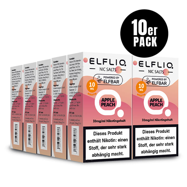 Elfliq Apple Peach 10mg - 10x Sparpaket Nikotinsalz Liquid by Elfbar - 10er Packungen