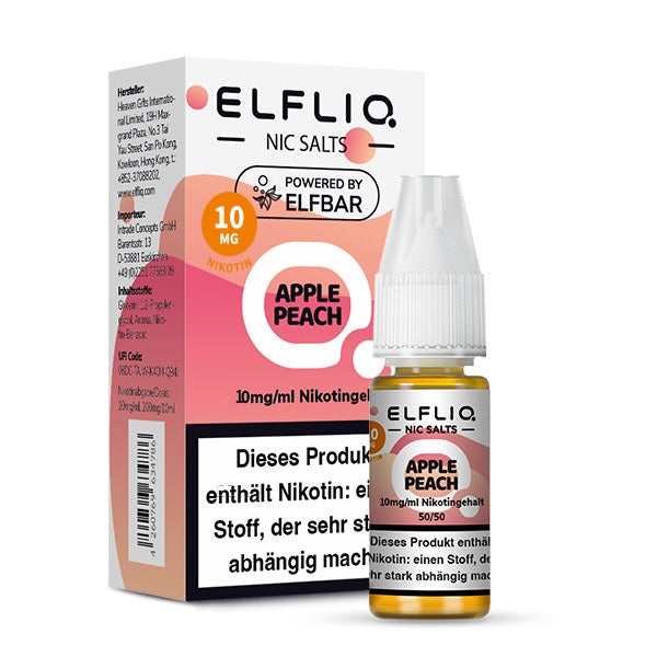 Elfliq Apple Peach 10mg Liquid mit Verpackung