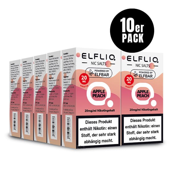 Elfliq Apple Peach 20mg 10er Pack - Nikotinsalz Liquid by Elfbar (10 x 10ml)
